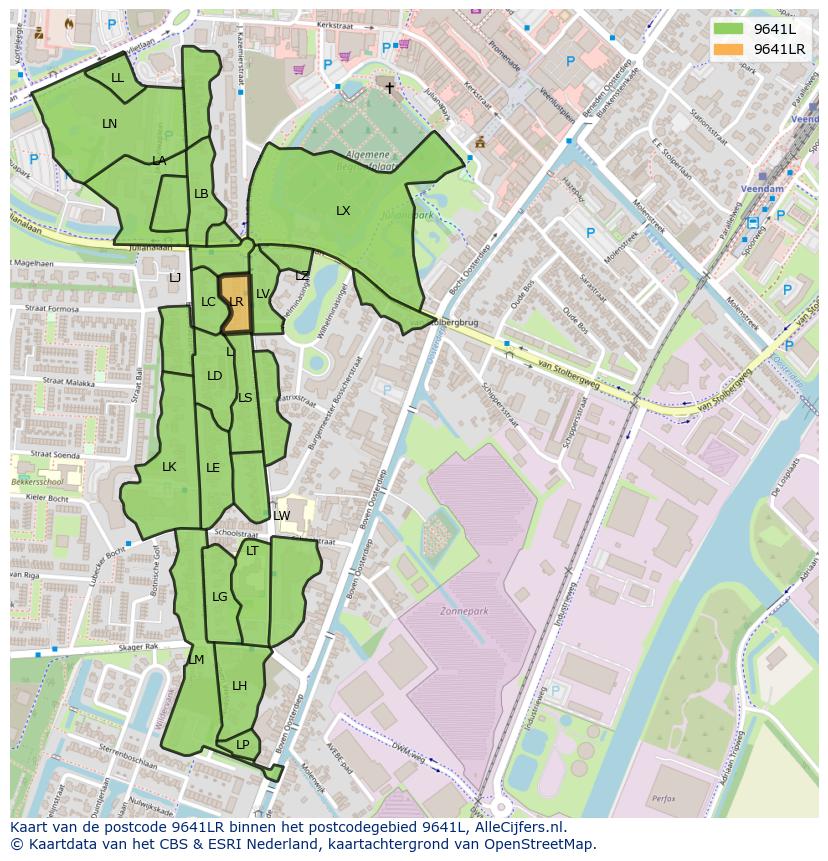 Afbeelding van het postcodegebied 9641 LR op de kaart.