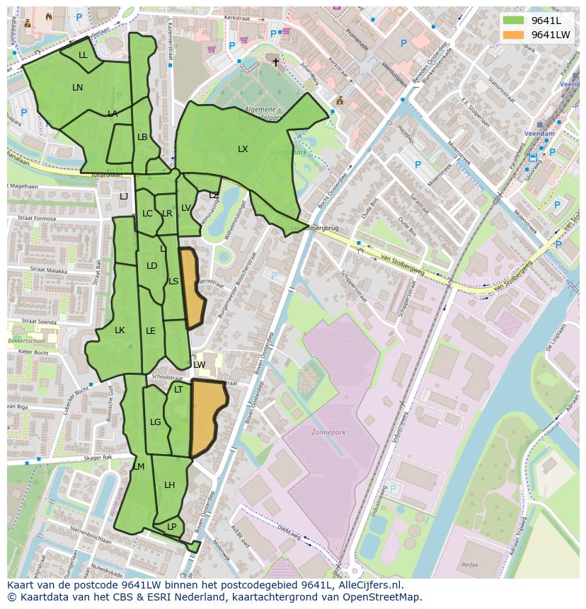 Afbeelding van het postcodegebied 9641 LW op de kaart.
