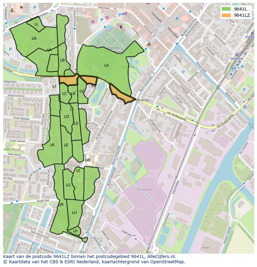 Afbeelding van het postcodegebied 9641 LZ op de kaart.