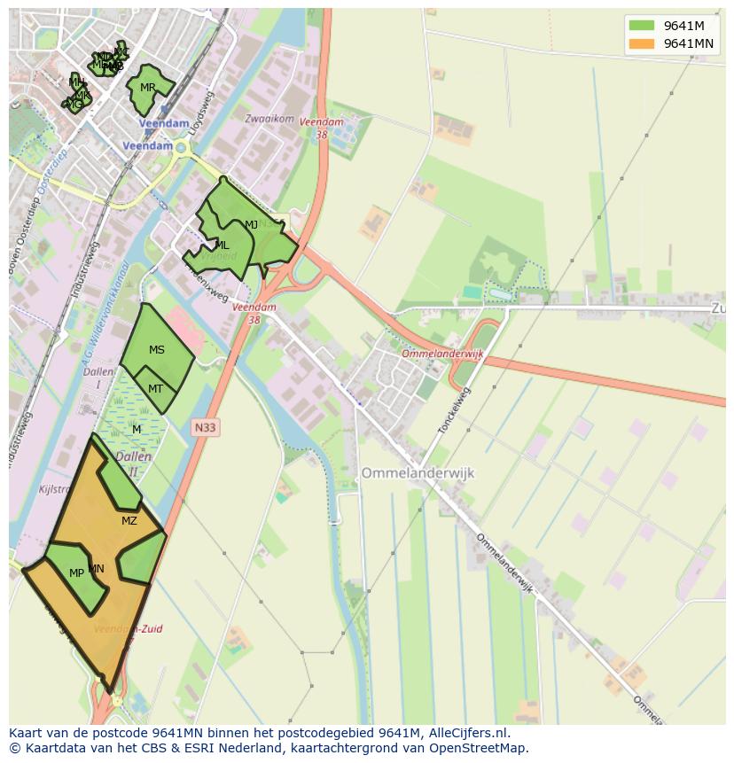 Afbeelding van het postcodegebied 9641 MN op de kaart.