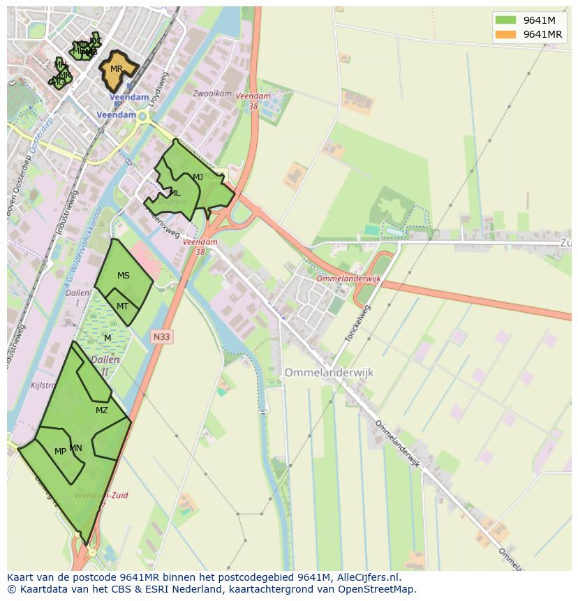 Afbeelding van het postcodegebied 9641 MR op de kaart.