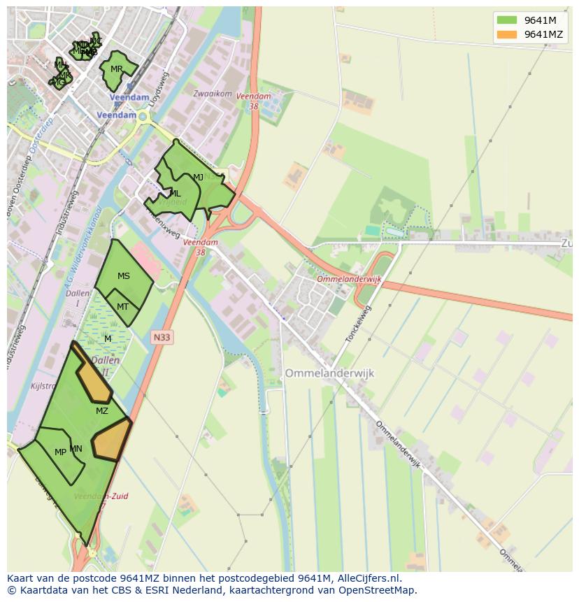 Afbeelding van het postcodegebied 9641 MZ op de kaart.