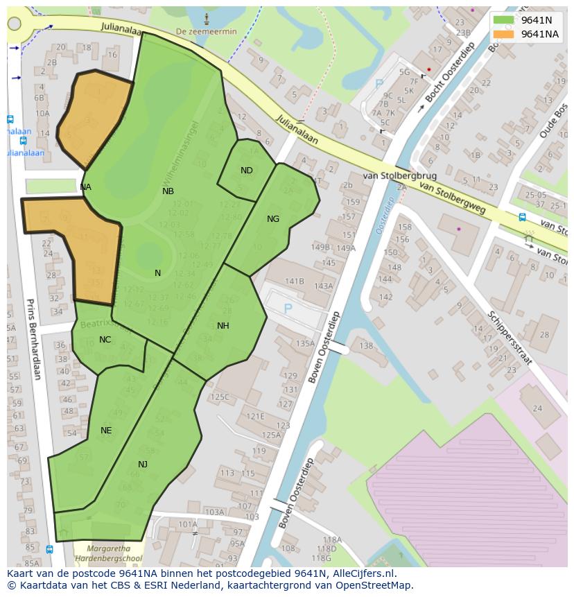 Afbeelding van het postcodegebied 9641 NA op de kaart.