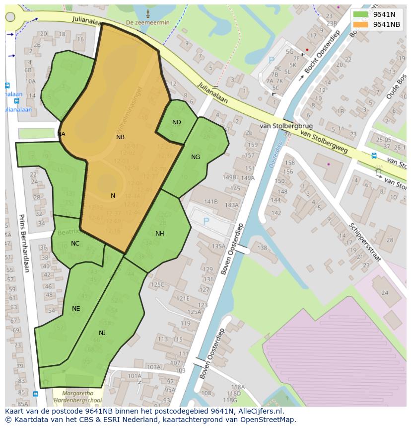 Afbeelding van het postcodegebied 9641 NB op de kaart.