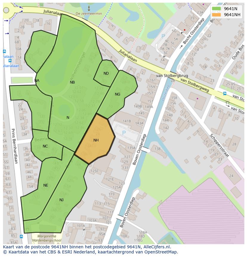 Afbeelding van het postcodegebied 9641 NH op de kaart.