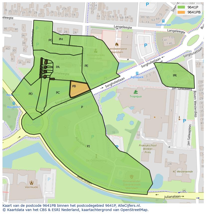 Afbeelding van het postcodegebied 9641 PB op de kaart.