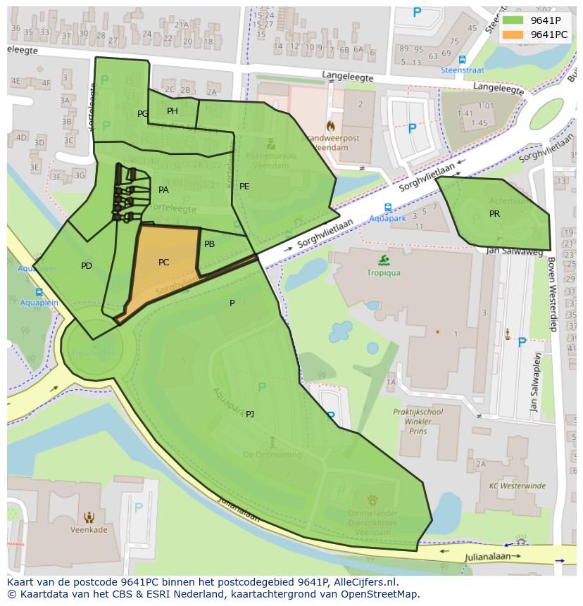Afbeelding van het postcodegebied 9641 PC op de kaart.