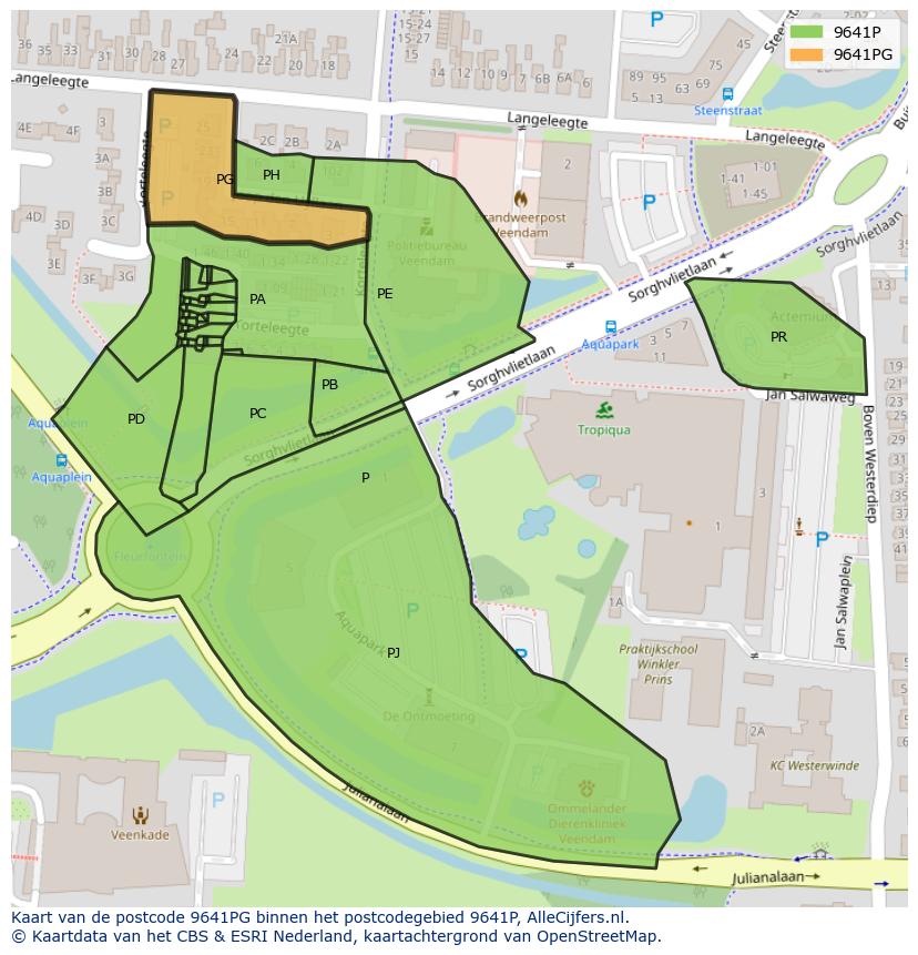Afbeelding van het postcodegebied 9641 PG op de kaart.