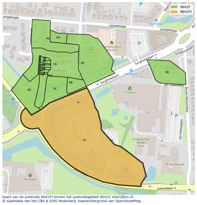 Afbeelding van het postcodegebied 9641 PJ op de kaart.