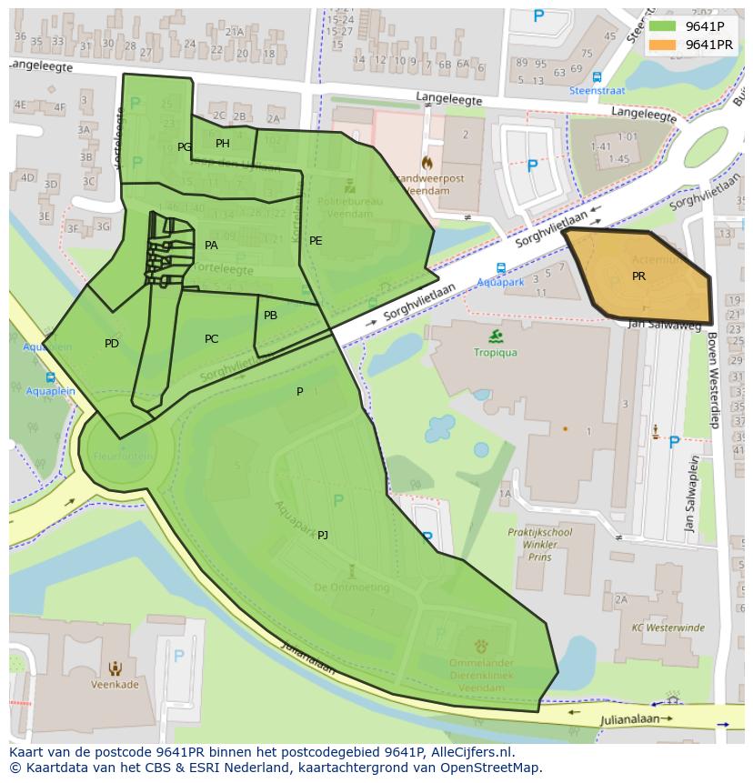 Afbeelding van het postcodegebied 9641 PR op de kaart.