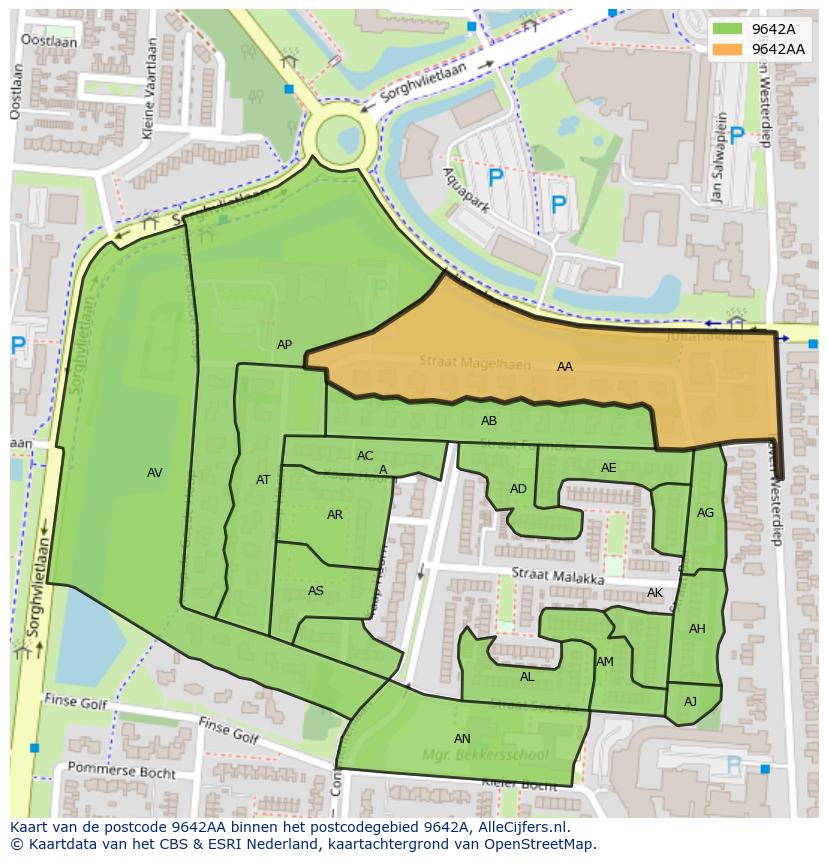 Afbeelding van het postcodegebied 9642 AA op de kaart.
