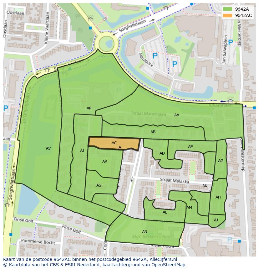 Afbeelding van het postcodegebied 9642 AC op de kaart.