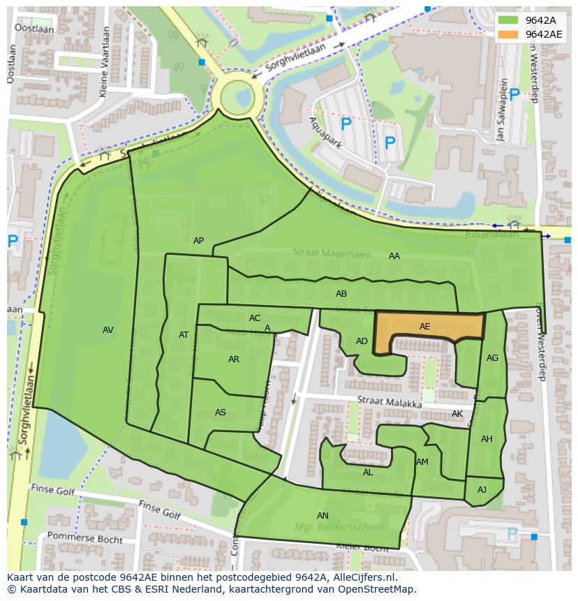 Afbeelding van het postcodegebied 9642 AE op de kaart.