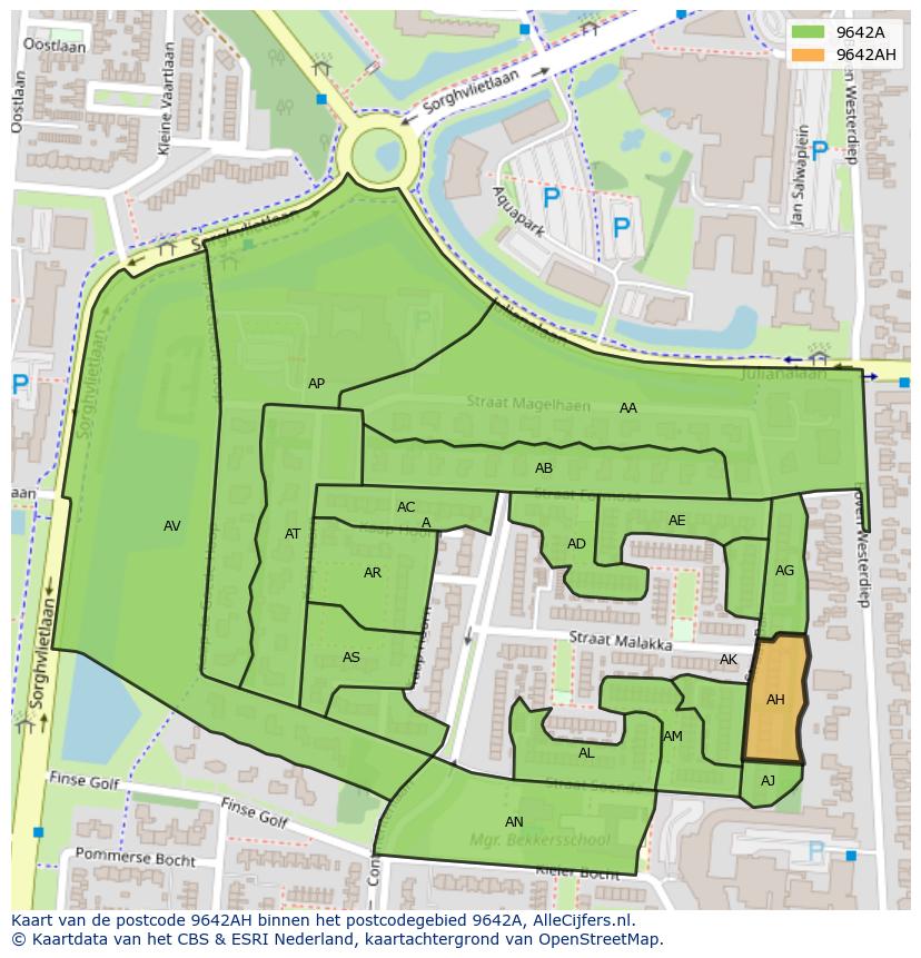 Afbeelding van het postcodegebied 9642 AH op de kaart.