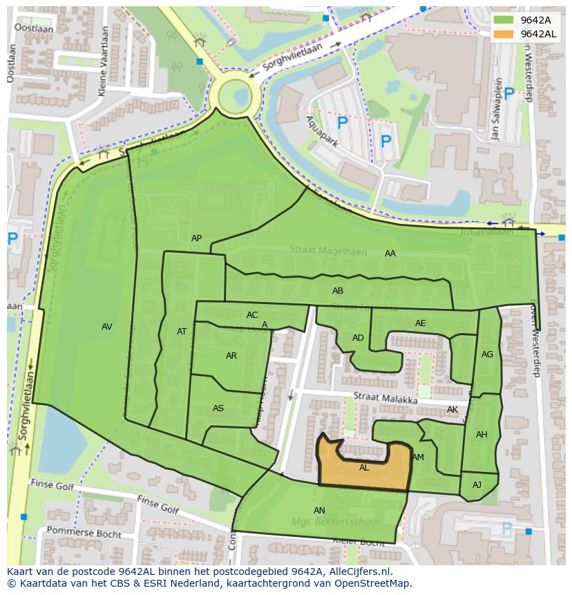 Afbeelding van het postcodegebied 9642 AL op de kaart.