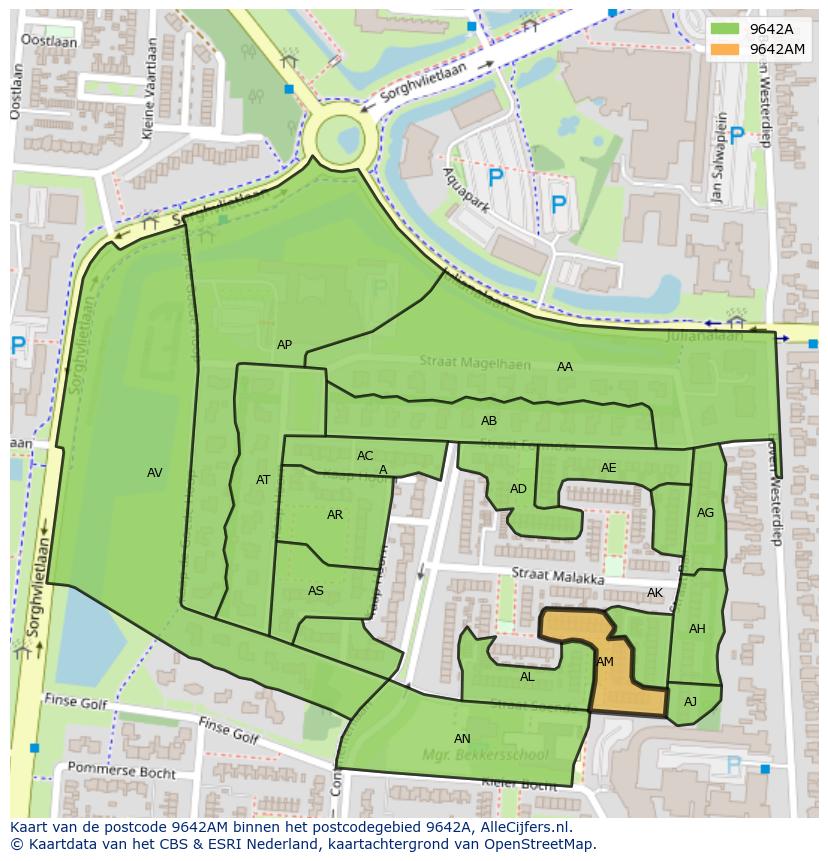 Afbeelding van het postcodegebied 9642 AM op de kaart.