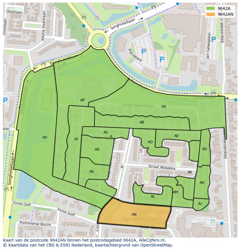 Afbeelding van het postcodegebied 9642 AN op de kaart.