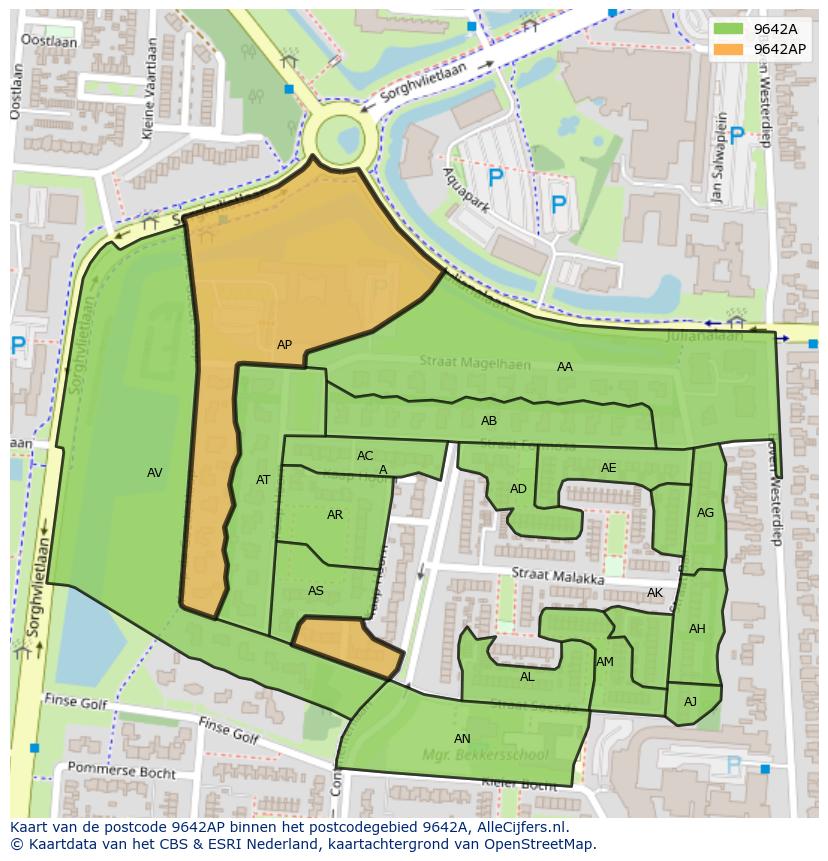Afbeelding van het postcodegebied 9642 AP op de kaart.