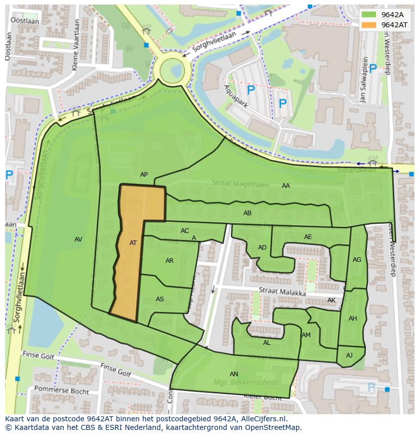 Afbeelding van het postcodegebied 9642 AT op de kaart.