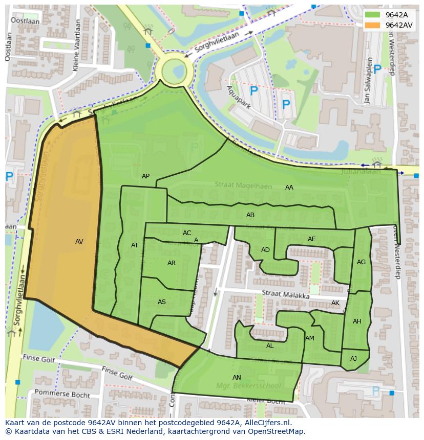 Afbeelding van het postcodegebied 9642 AV op de kaart.