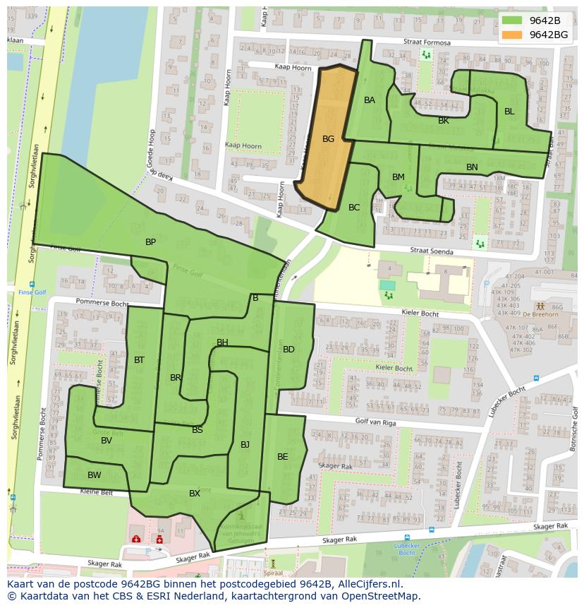 Afbeelding van het postcodegebied 9642 BG op de kaart.