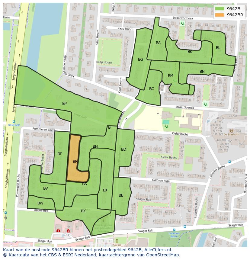 Afbeelding van het postcodegebied 9642 BR op de kaart.