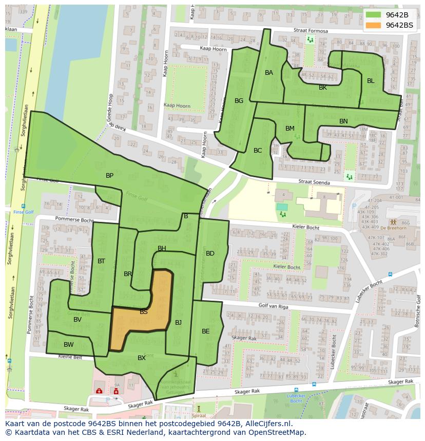 Afbeelding van het postcodegebied 9642 BS op de kaart.