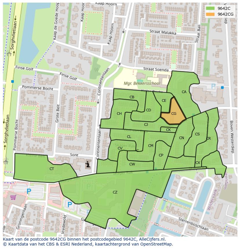 Afbeelding van het postcodegebied 9642 CG op de kaart.