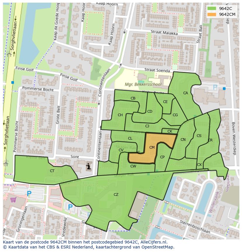 Afbeelding van het postcodegebied 9642 CM op de kaart.