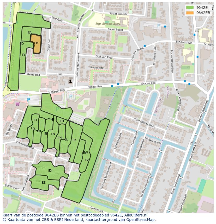 Afbeelding van het postcodegebied 9642 EB op de kaart.