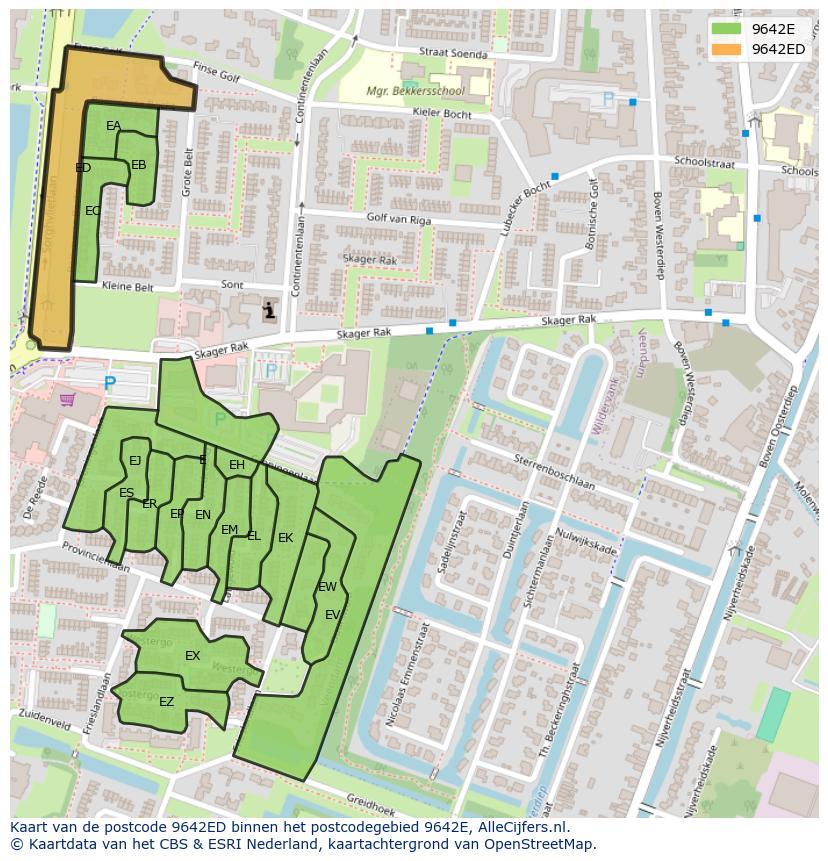 Afbeelding van het postcodegebied 9642 ED op de kaart.