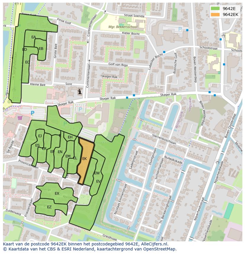 Afbeelding van het postcodegebied 9642 EK op de kaart.