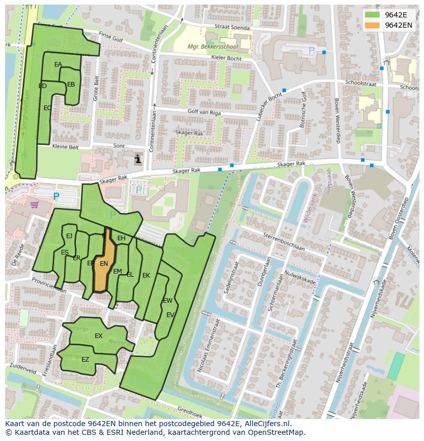 Afbeelding van het postcodegebied 9642 EN op de kaart.