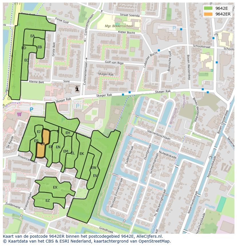 Afbeelding van het postcodegebied 9642 ER op de kaart.