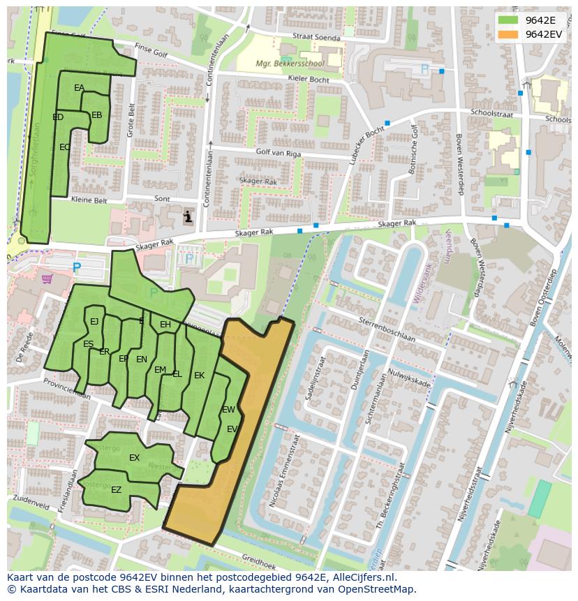 Afbeelding van het postcodegebied 9642 EV op de kaart.
