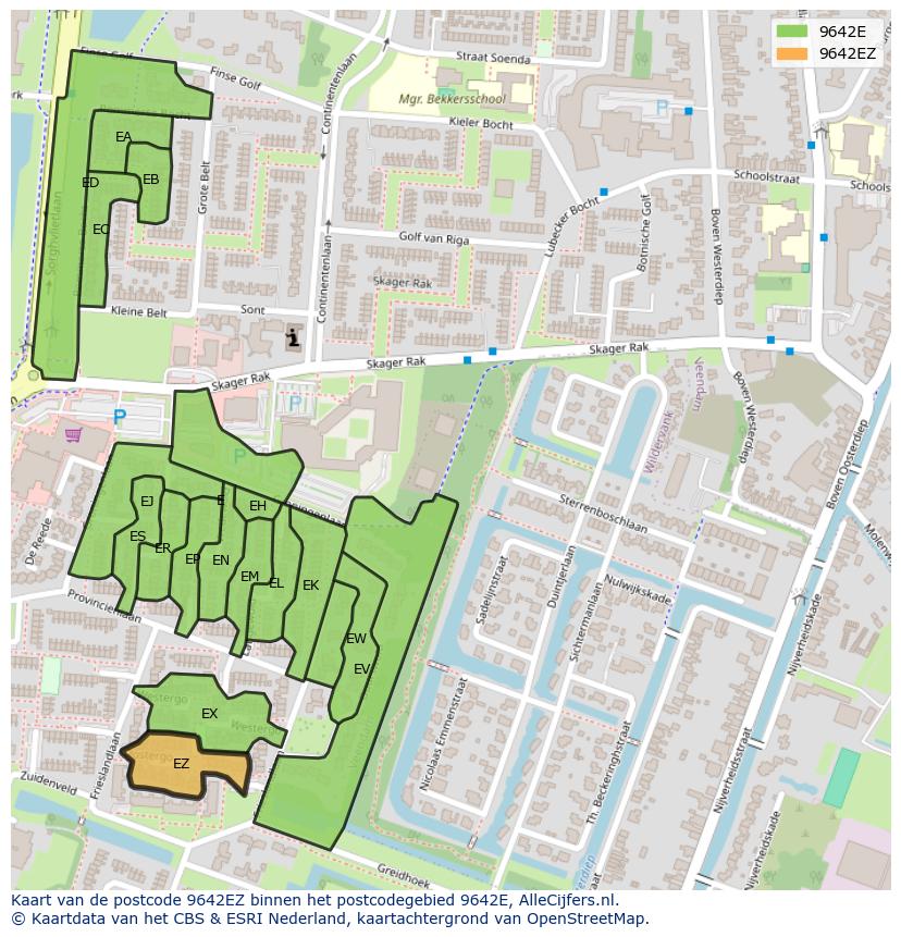 Afbeelding van het postcodegebied 9642 EZ op de kaart.