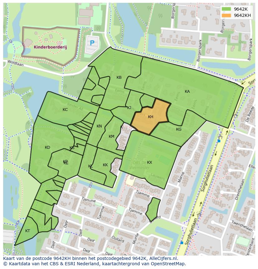 Afbeelding van het postcodegebied 9642 KH op de kaart.