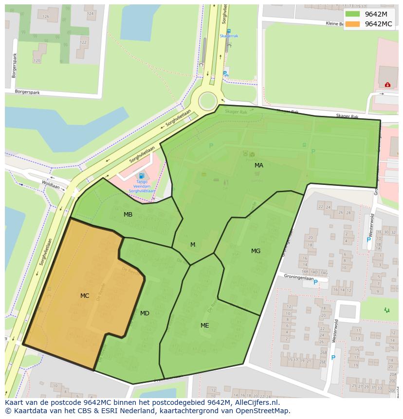Afbeelding van het postcodegebied 9642 MC op de kaart.