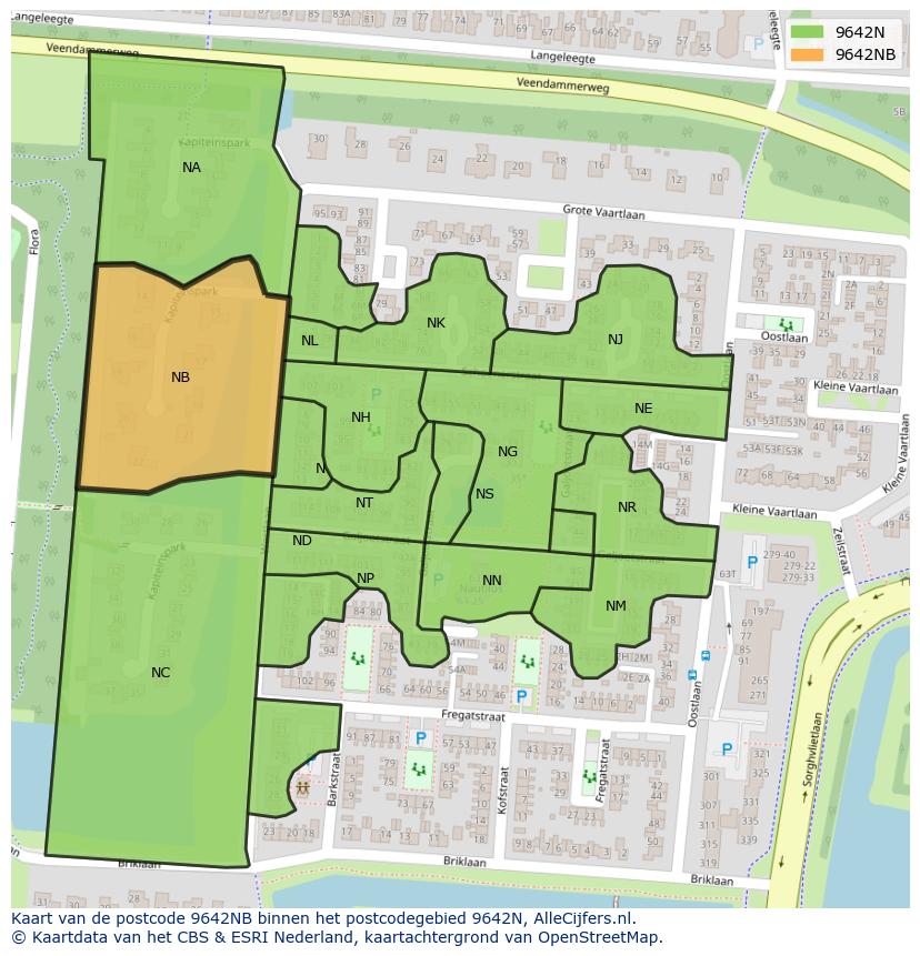 Afbeelding van het postcodegebied 9642 NB op de kaart.