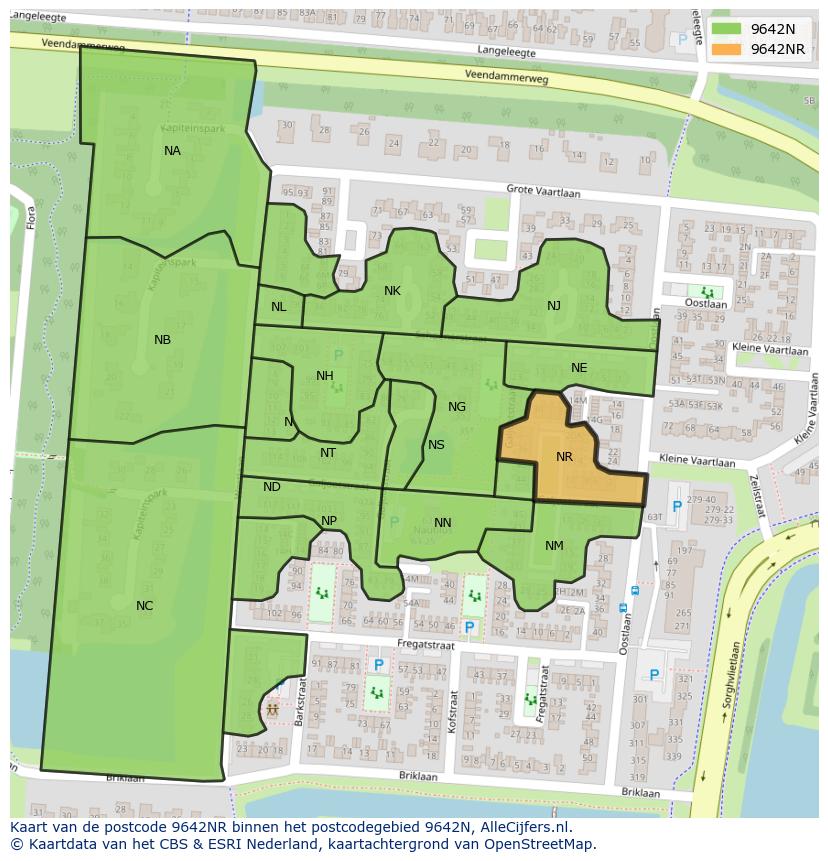 Afbeelding van het postcodegebied 9642 NR op de kaart.