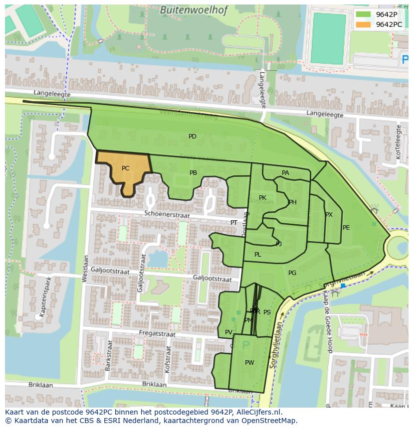 Afbeelding van het postcodegebied 9642 PC op de kaart.