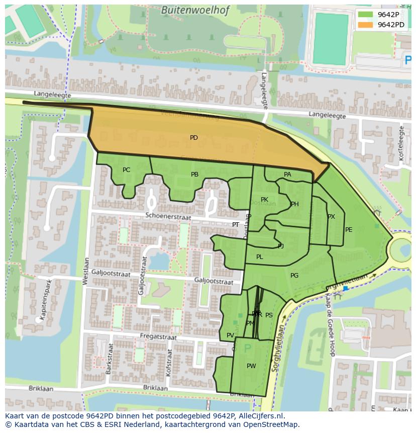 Afbeelding van het postcodegebied 9642 PD op de kaart.
