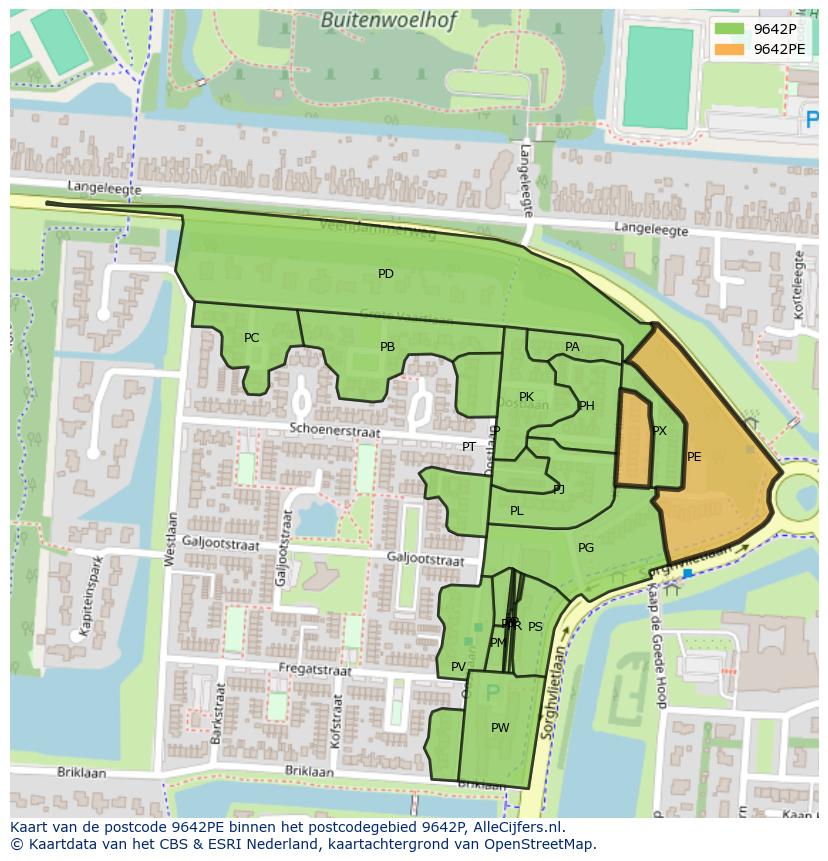 Afbeelding van het postcodegebied 9642 PE op de kaart.