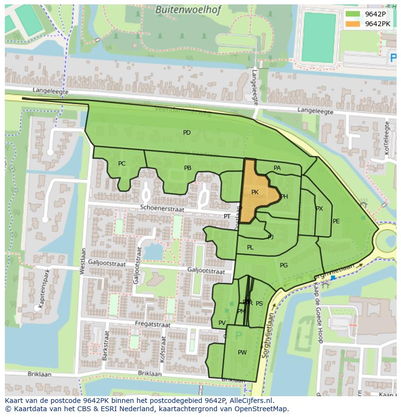 Afbeelding van het postcodegebied 9642 PK op de kaart.