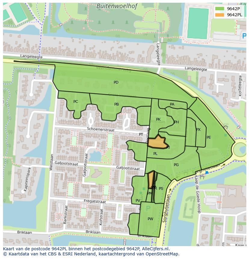 Afbeelding van het postcodegebied 9642 PL op de kaart.