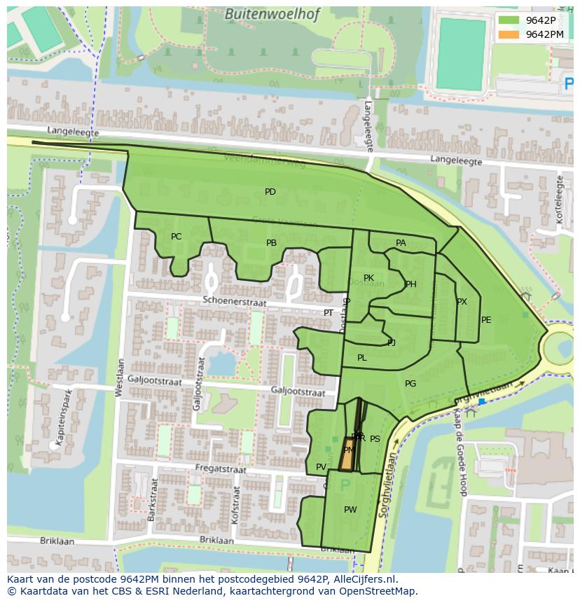 Afbeelding van het postcodegebied 9642 PM op de kaart.