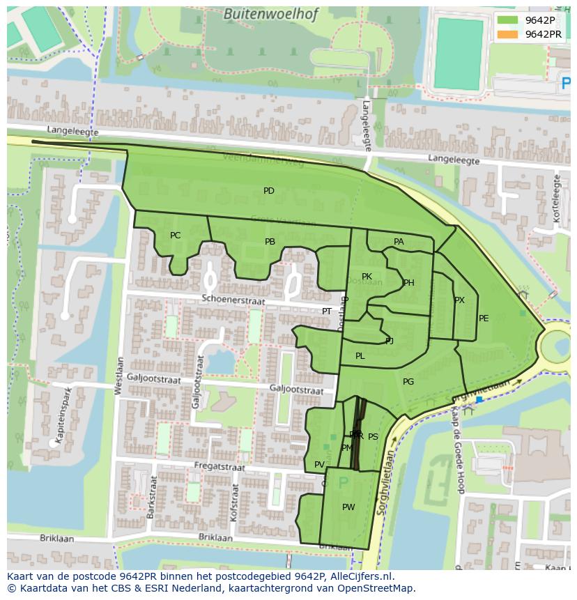 Afbeelding van het postcodegebied 9642 PR op de kaart.