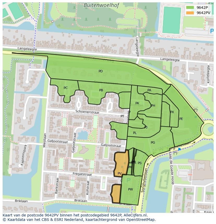 Afbeelding van het postcodegebied 9642 PV op de kaart.