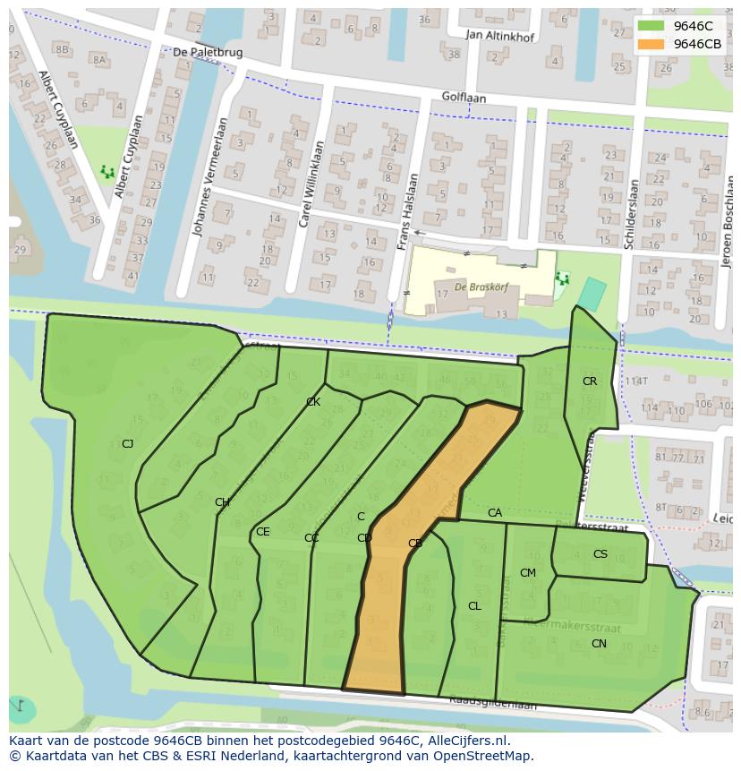 Afbeelding van het postcodegebied 9646 CB op de kaart.