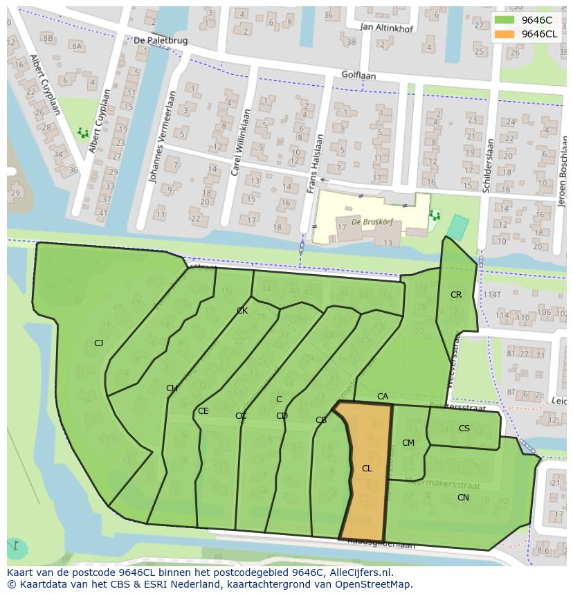 Afbeelding van het postcodegebied 9646 CL op de kaart.